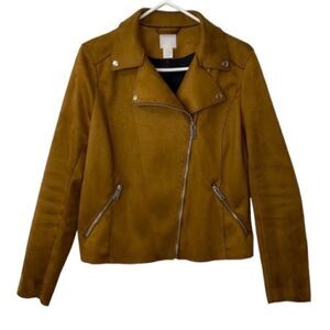 H&M Brown Biker Faux Suede Jacket(Size 8)